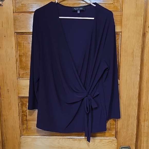 Evan Picone Long Sleeve Purple Wrap Tie Front Blouse XL - Picture 1 of 3